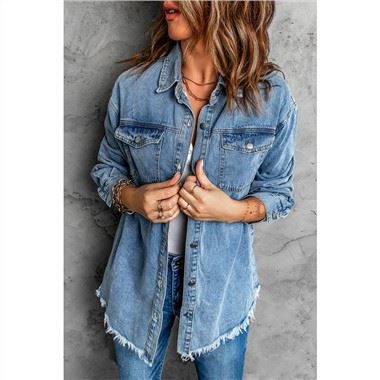 Pocket Raw Hem gombos farmer dzseki